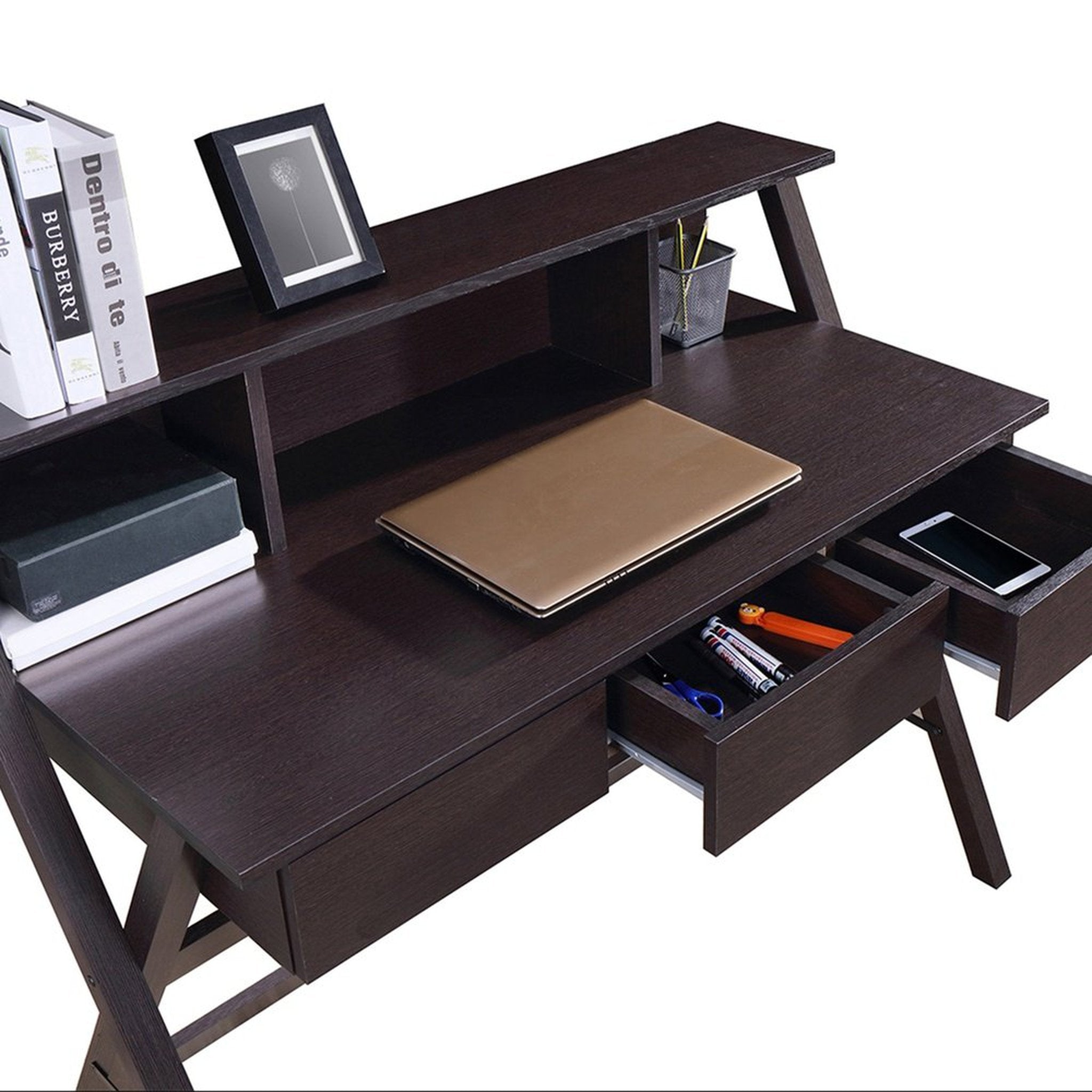 Techni Mobili Writing Desk with Storage, Wenge Techni Mobili