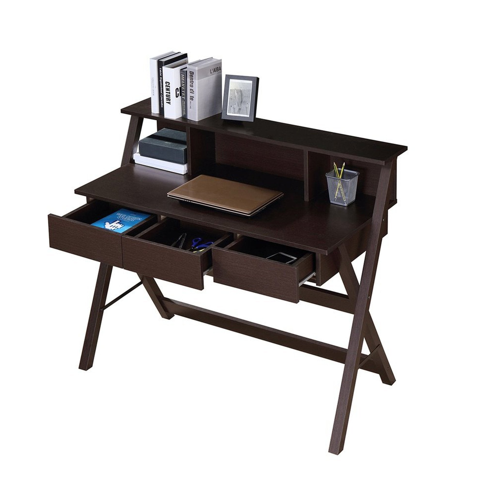 Techni Mobili Writing Desk with Storage, Wenge Techni Mobili