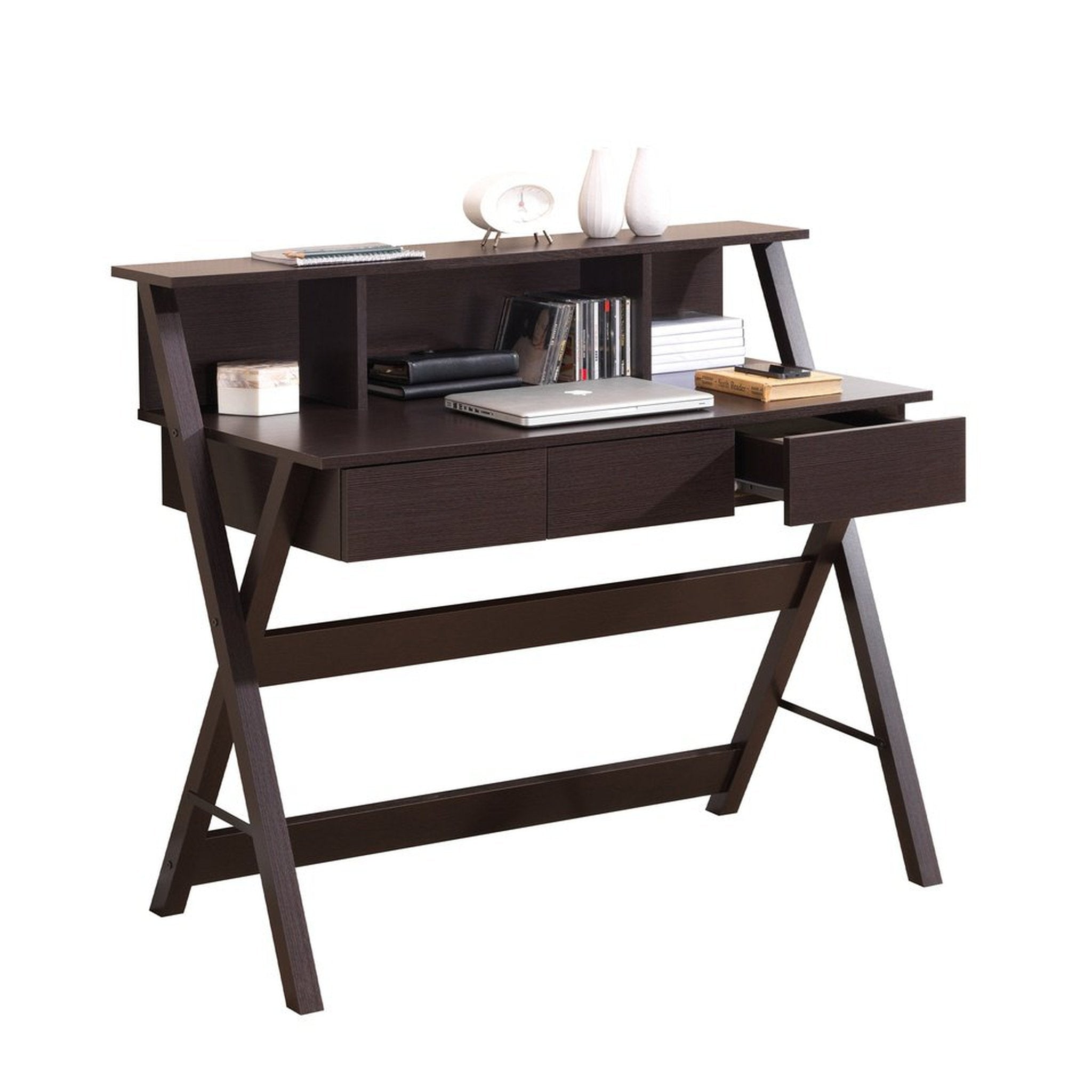 Techni Mobili Writing Desk with Storage, Wenge Techni Mobili
