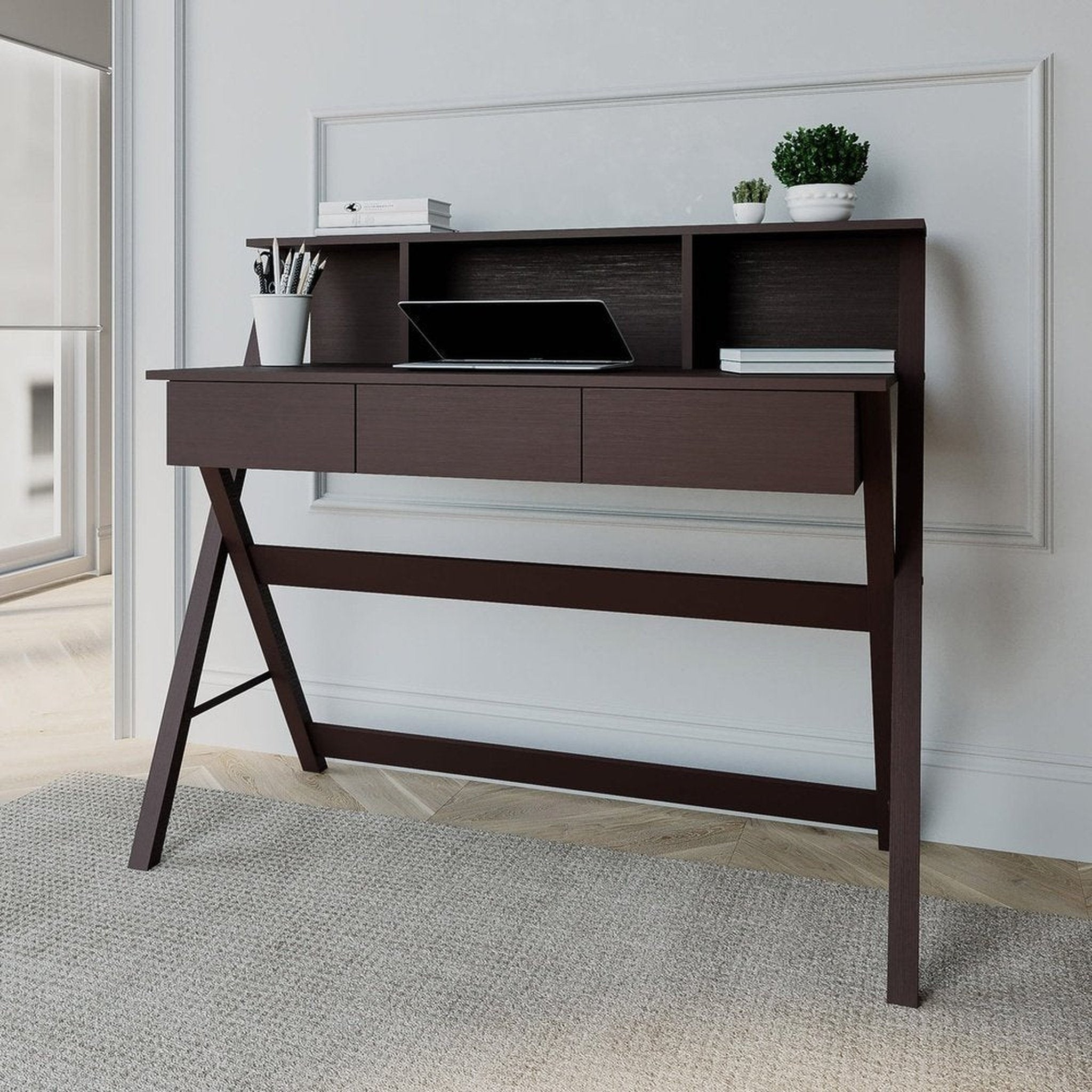 Techni Mobili Writing Desk with Storage, Wenge Techni Mobili