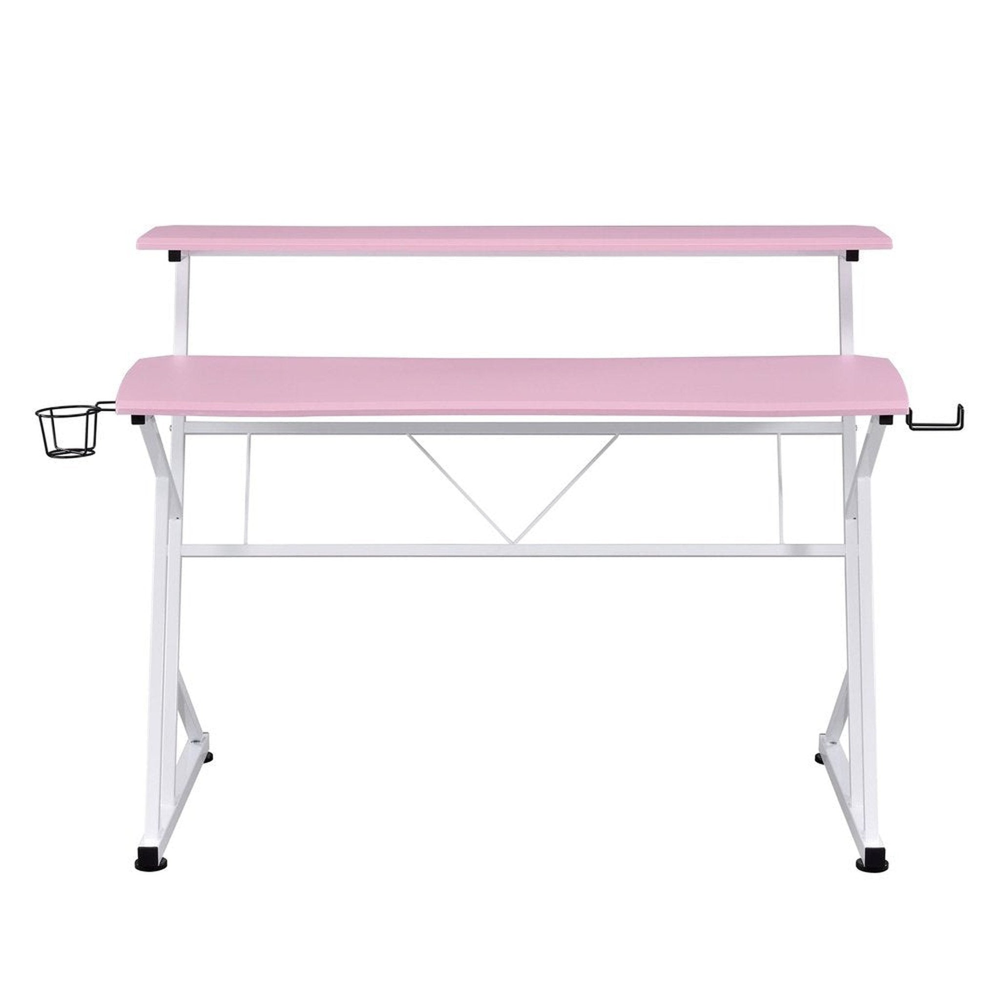 Techni Sport Computer Gaming Desk with Shelves - Pink Techni Sport Gaming Desk