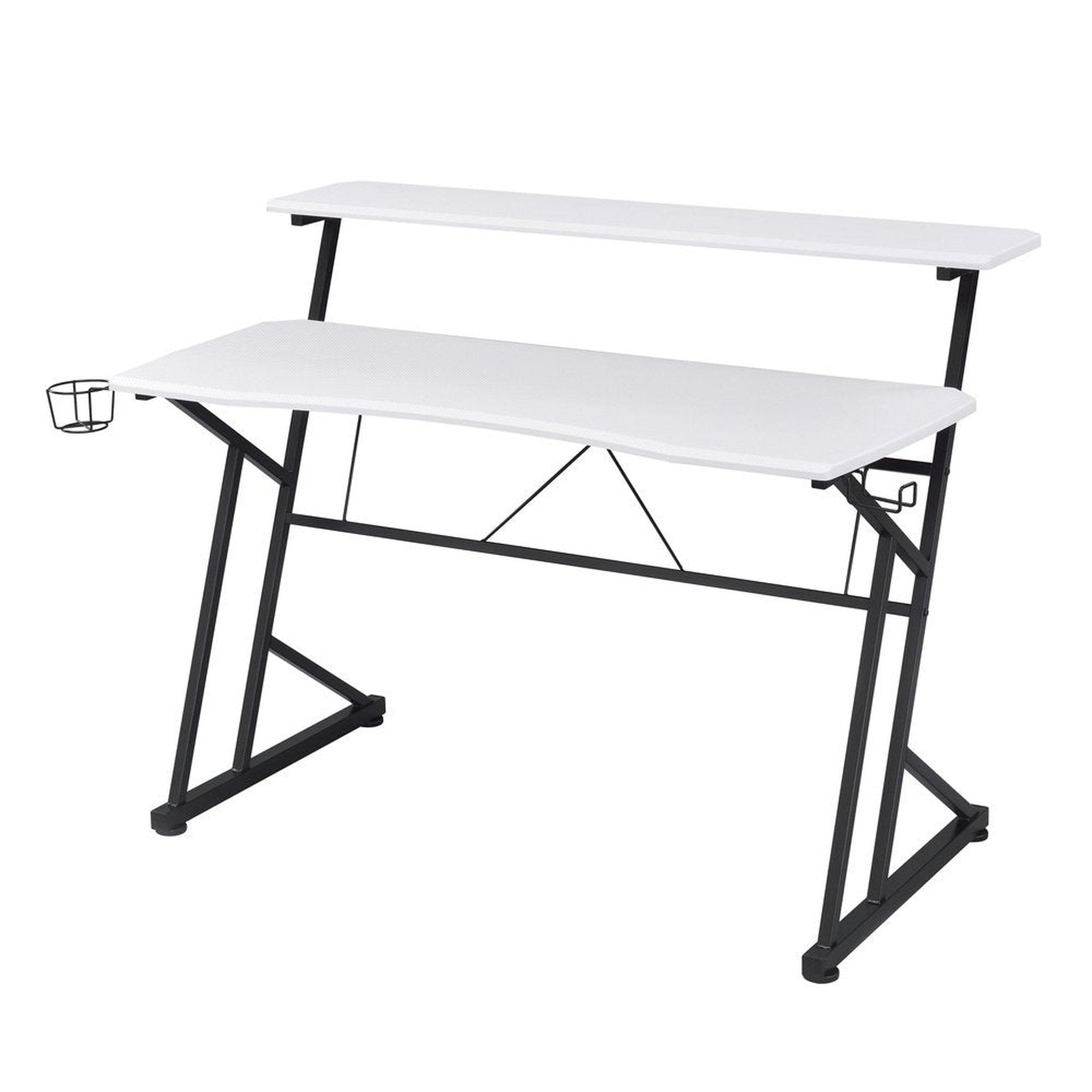 Techni Sport Computer Gaming Desk with Shelves - White Techni Sport Gaming Desk