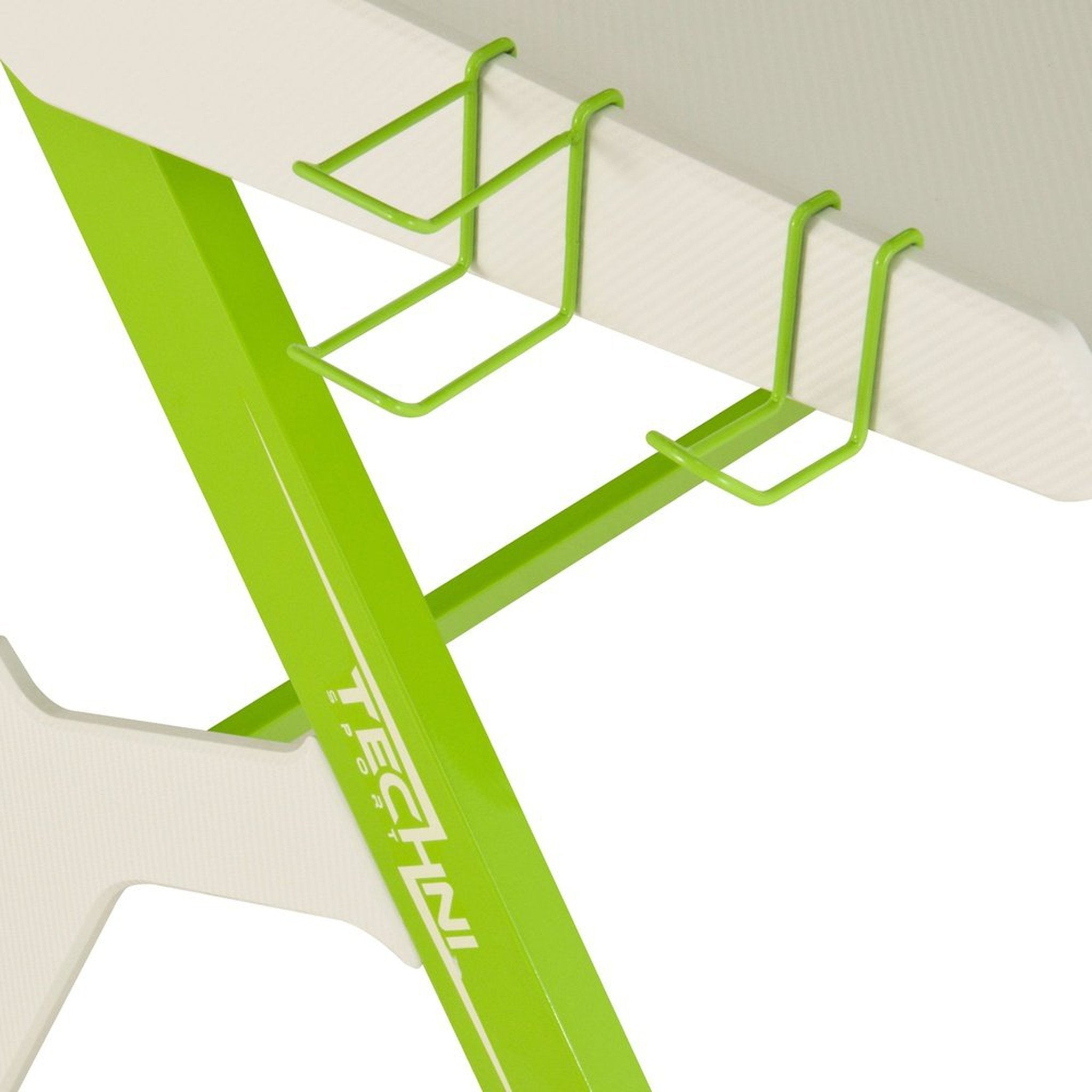 Techni Sport Ergonomic Computer Gaming Desk Workstation with Cupholder & Headphone Hook, Green Techni Sport Gaming Desk
