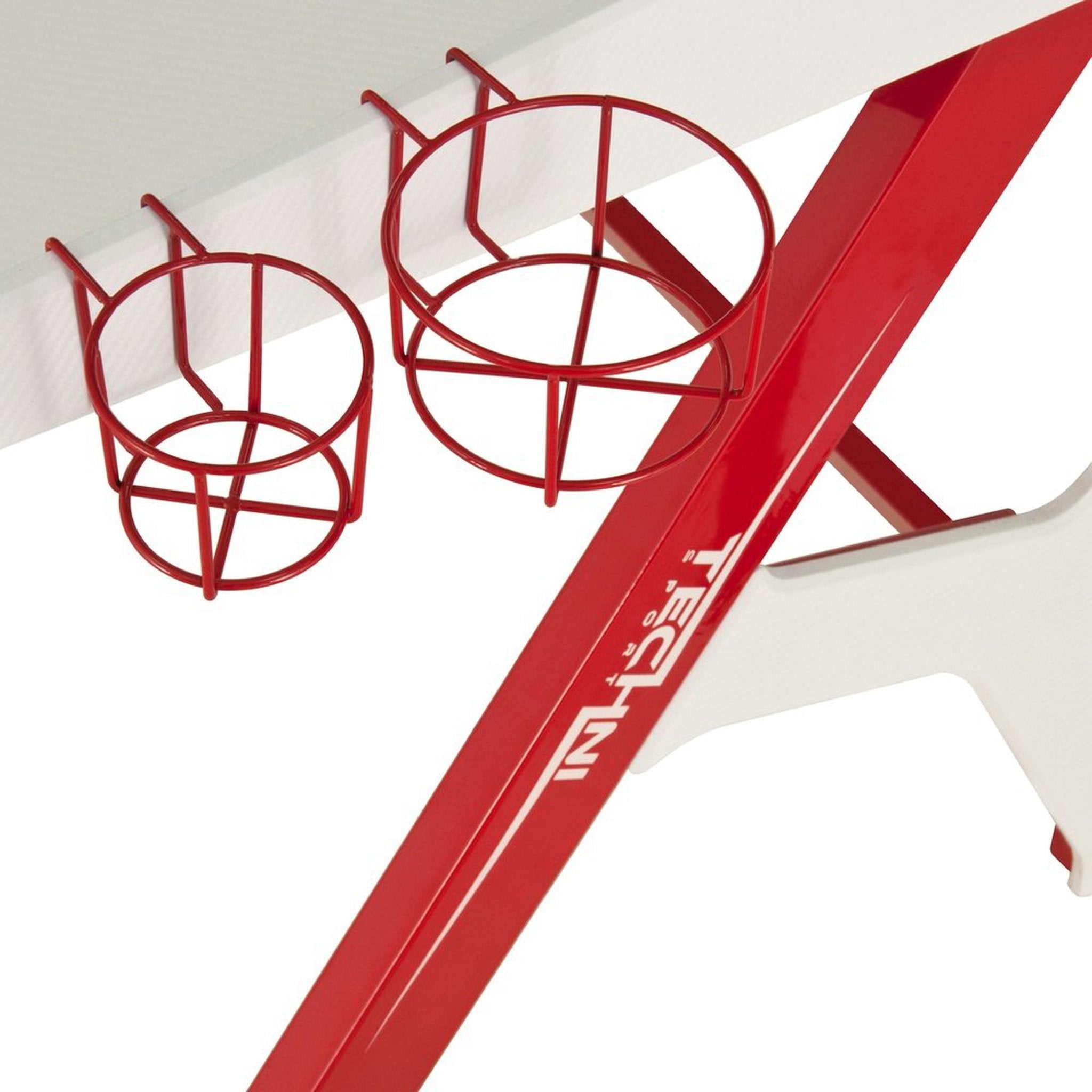 Techni Sport Ergonomic Computer Gaming Desk Workstation with Cupholder & Headphone Hook, Red Techni Sport Gaming Desk