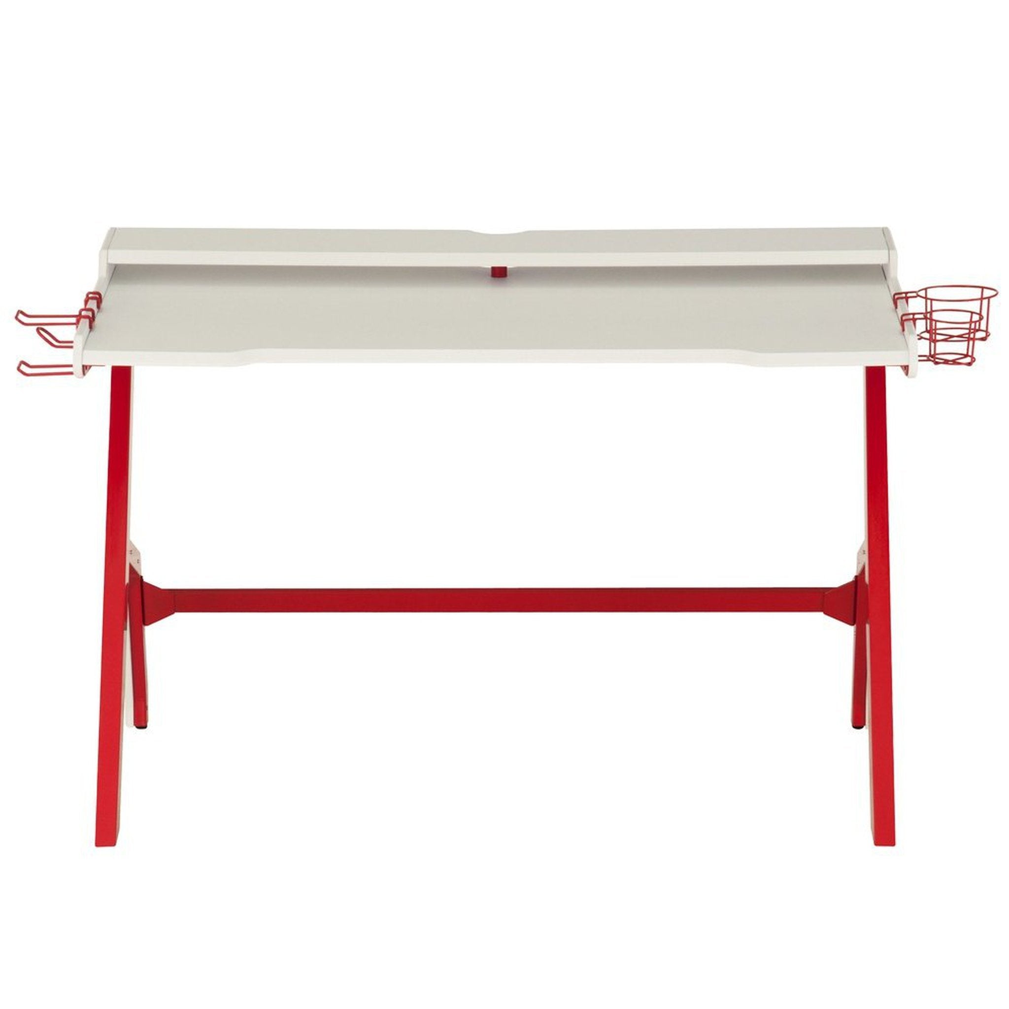 Techni Sport Ergonomic Computer Gaming Desk Workstation with Cupholder & Headphone Hook, Red Techni Sport Gaming Desk