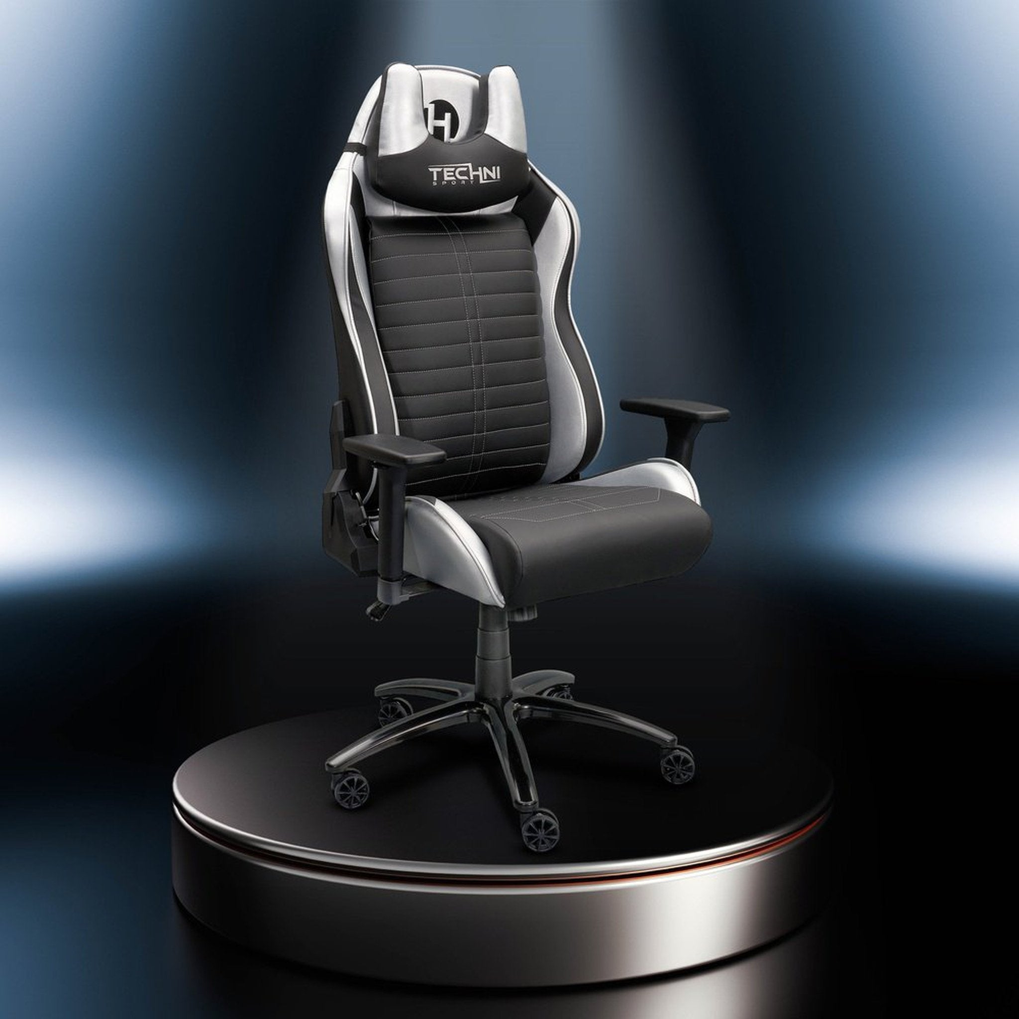 Techni Sport Ergonomic Racing Style Gaming Chair - Silver Techni Sport Gaming Chairs