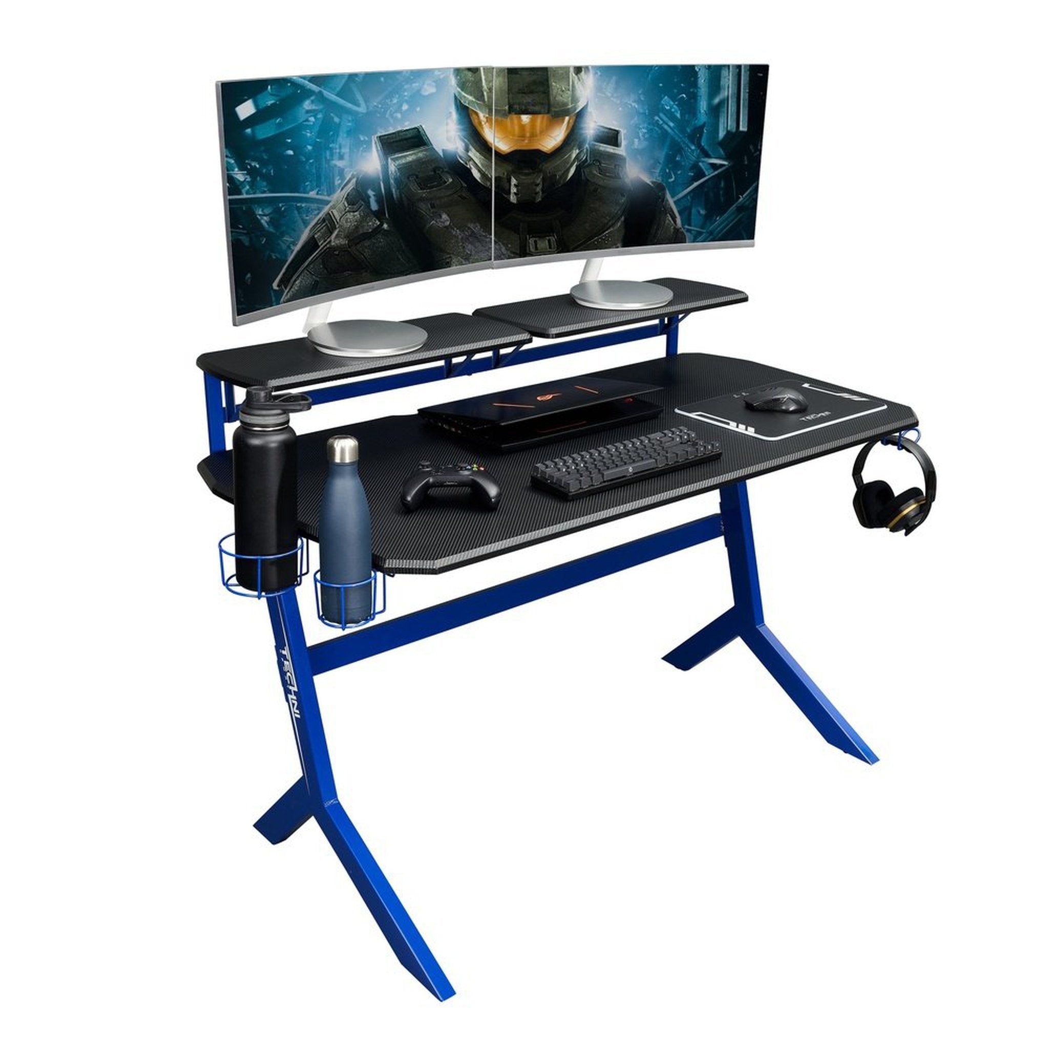 Techni Sport Blue Stryker Gaming Desk, Blue Techni Sport Gaming Desk