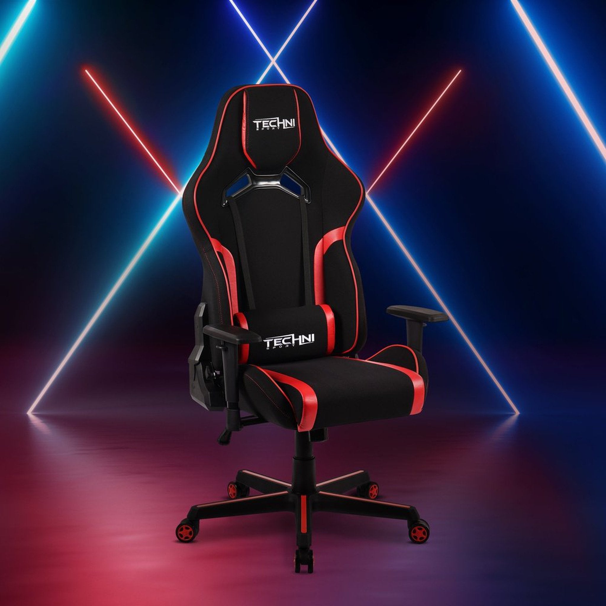 Techni Sport TSF-71 Fabric and PU Office-PC Gaming Chair,Red Techni Sport Gaming Chairs