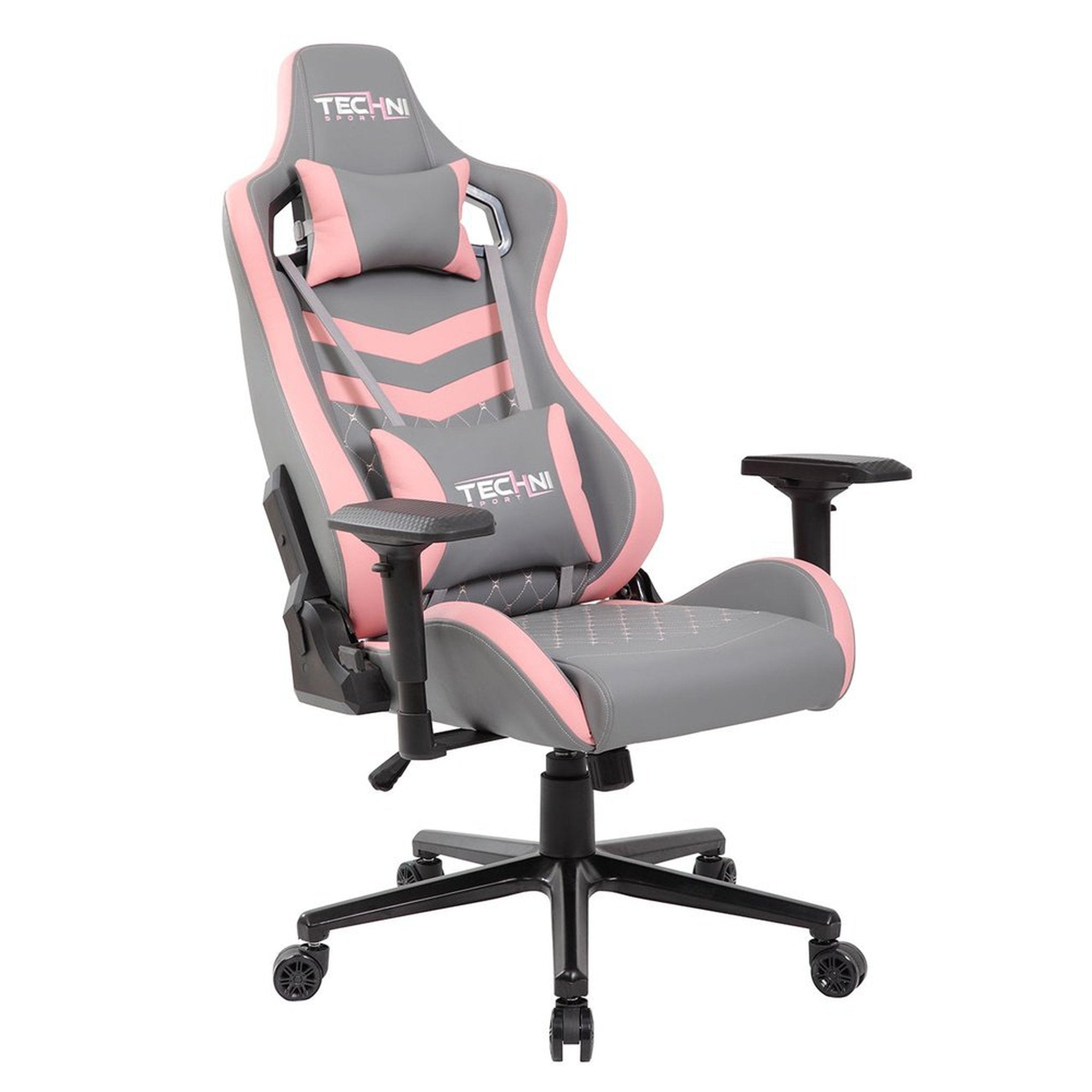 Techni Sport TS83 GameMaster Series Pink/Grey Gaming Chair High Back Racer Style Techni Sport Gaming Chairs