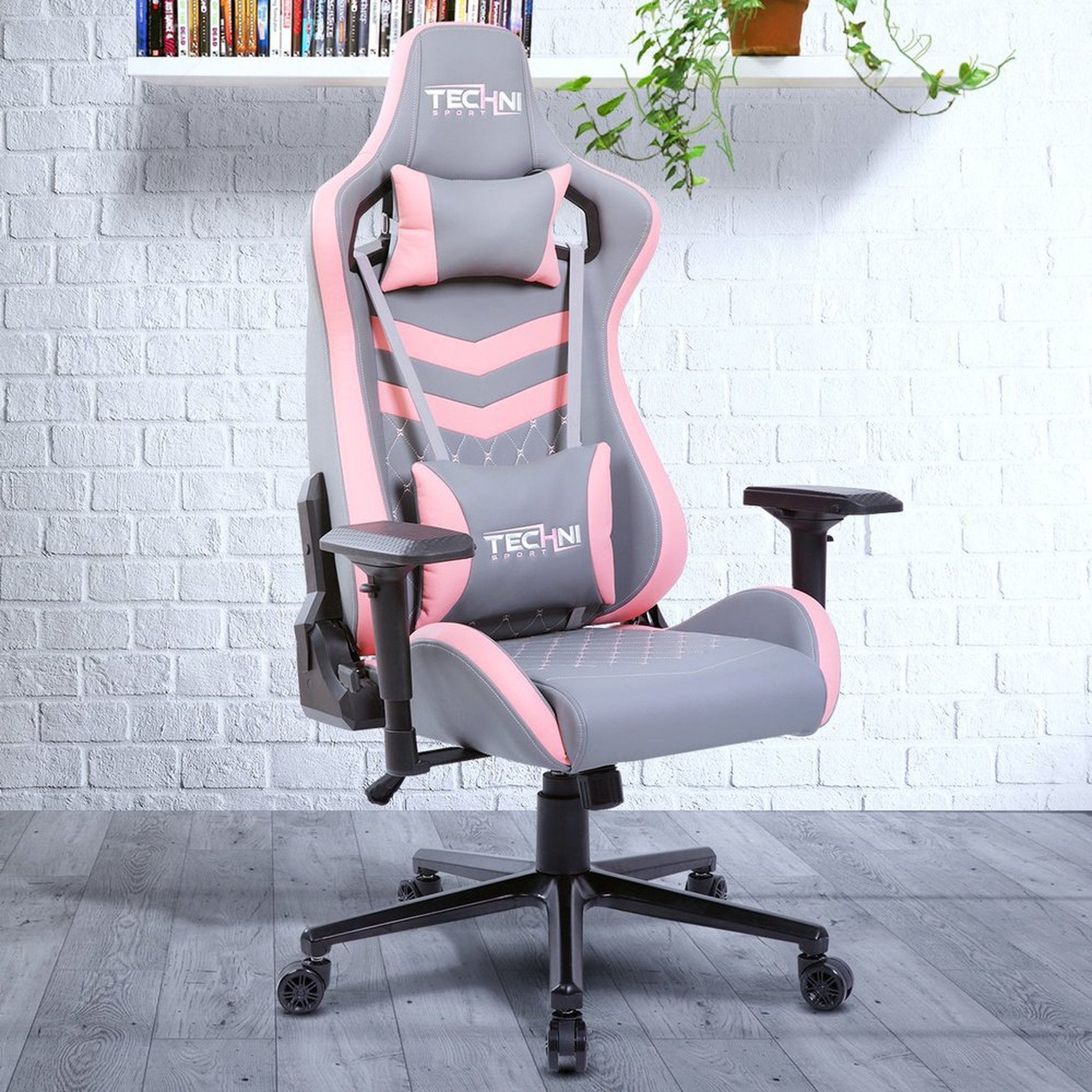 Techni Sport TS83 GameMaster Series Pink/Grey Gaming Chair High Back Racer Style Techni Sport Gaming Chairs