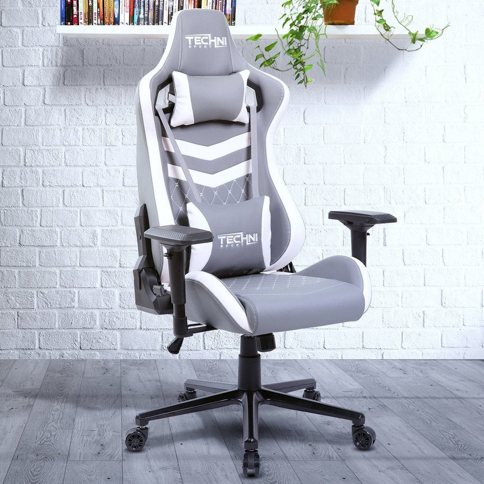Techni Sport TS-83 Ergonomic High Back Racer Style PC Gaming Chair, Grey/White Techni Sport Gaming Chairs