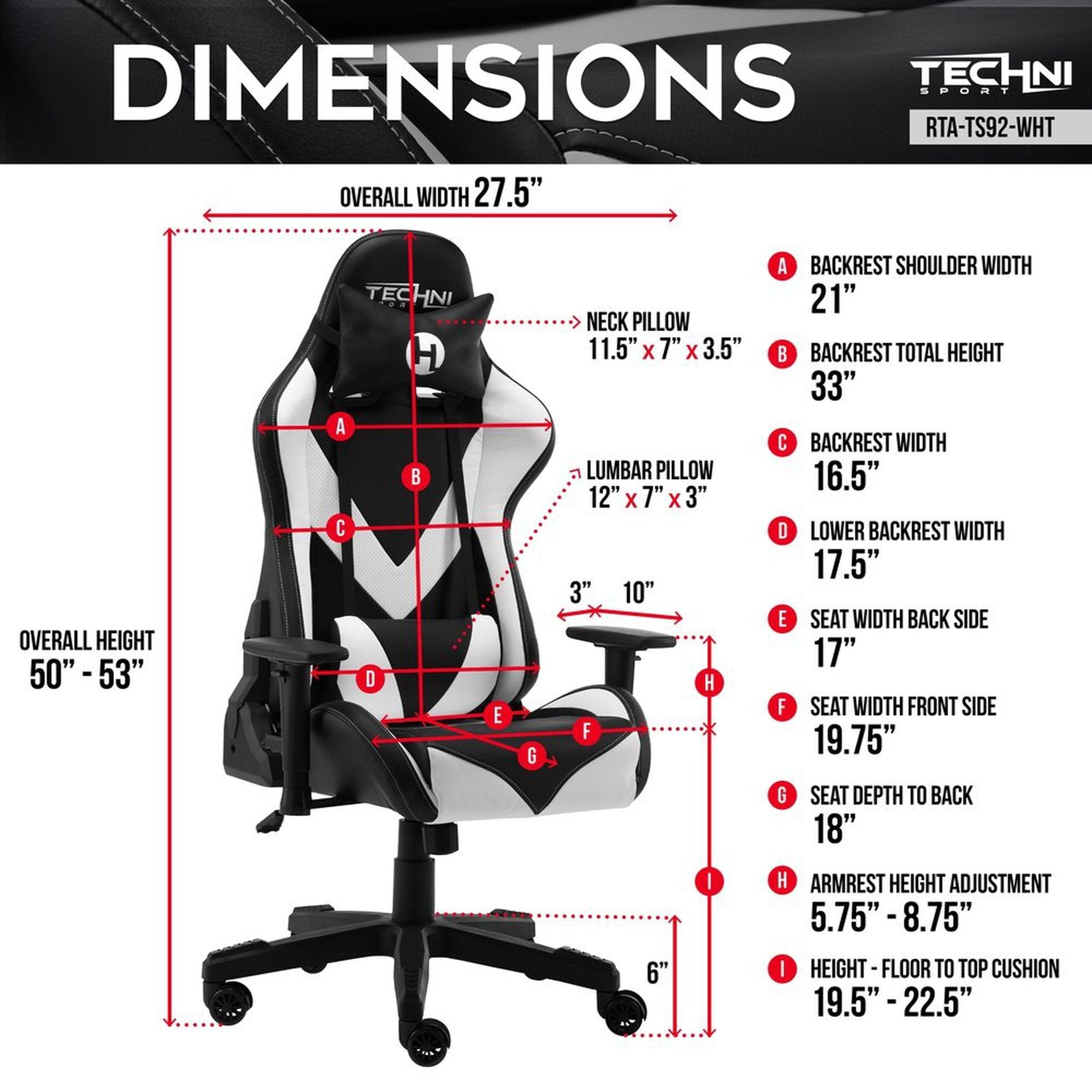Techni Sport TS-92 Office-PC Gaming Chai, White Techni Sport Gaming Chairs