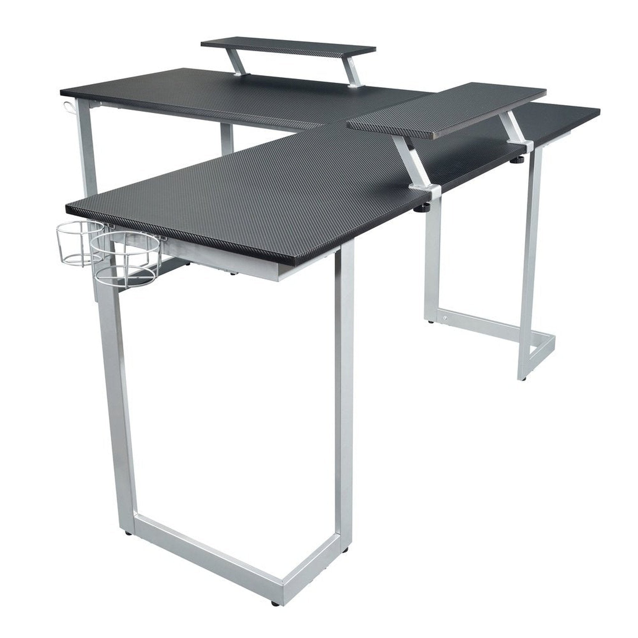 Techni Sport Warrior L-Shaped Gaming Desk, Black Techni Sport Gaming Desk