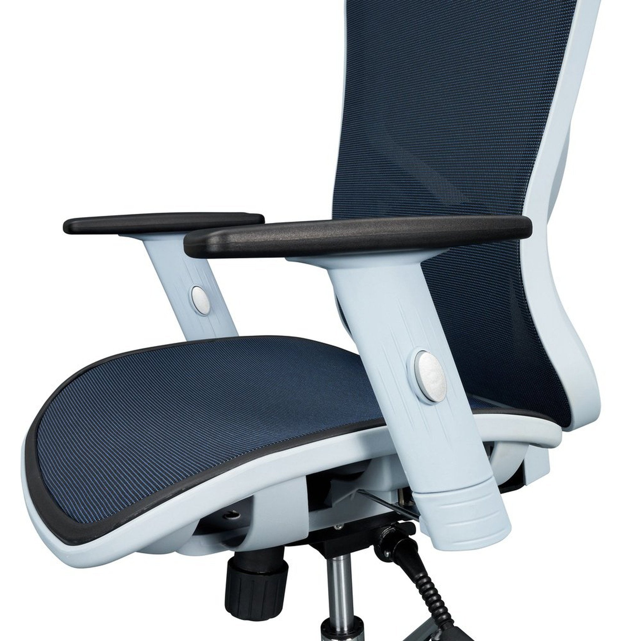 The Techni Mobili High Back Executive Mesh Office Chair with Arms, Headrest and Lumbar Support, Blue Techni Mobili Chairs