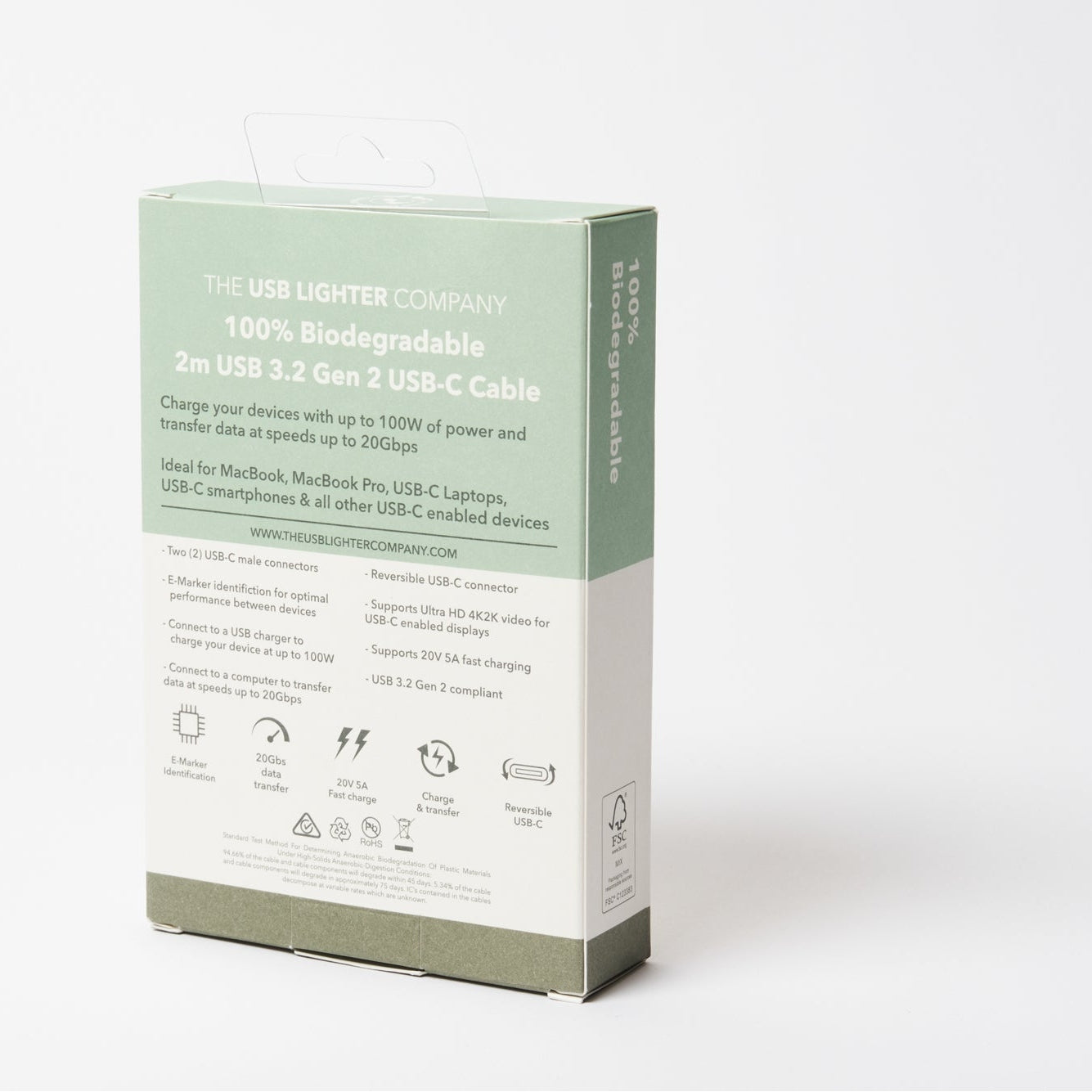 C to C - 2M - White by The USB Lighter Company Power Adapters & Chargers