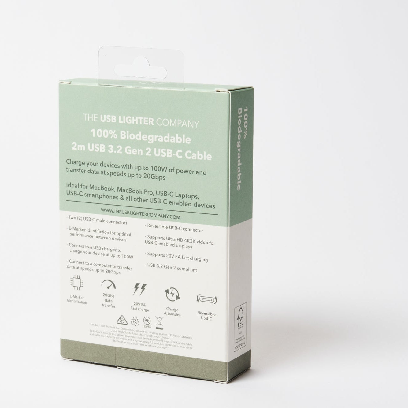 C to C - 2M - Olive Green by The USB Lighter Company Power Adapters & Chargers