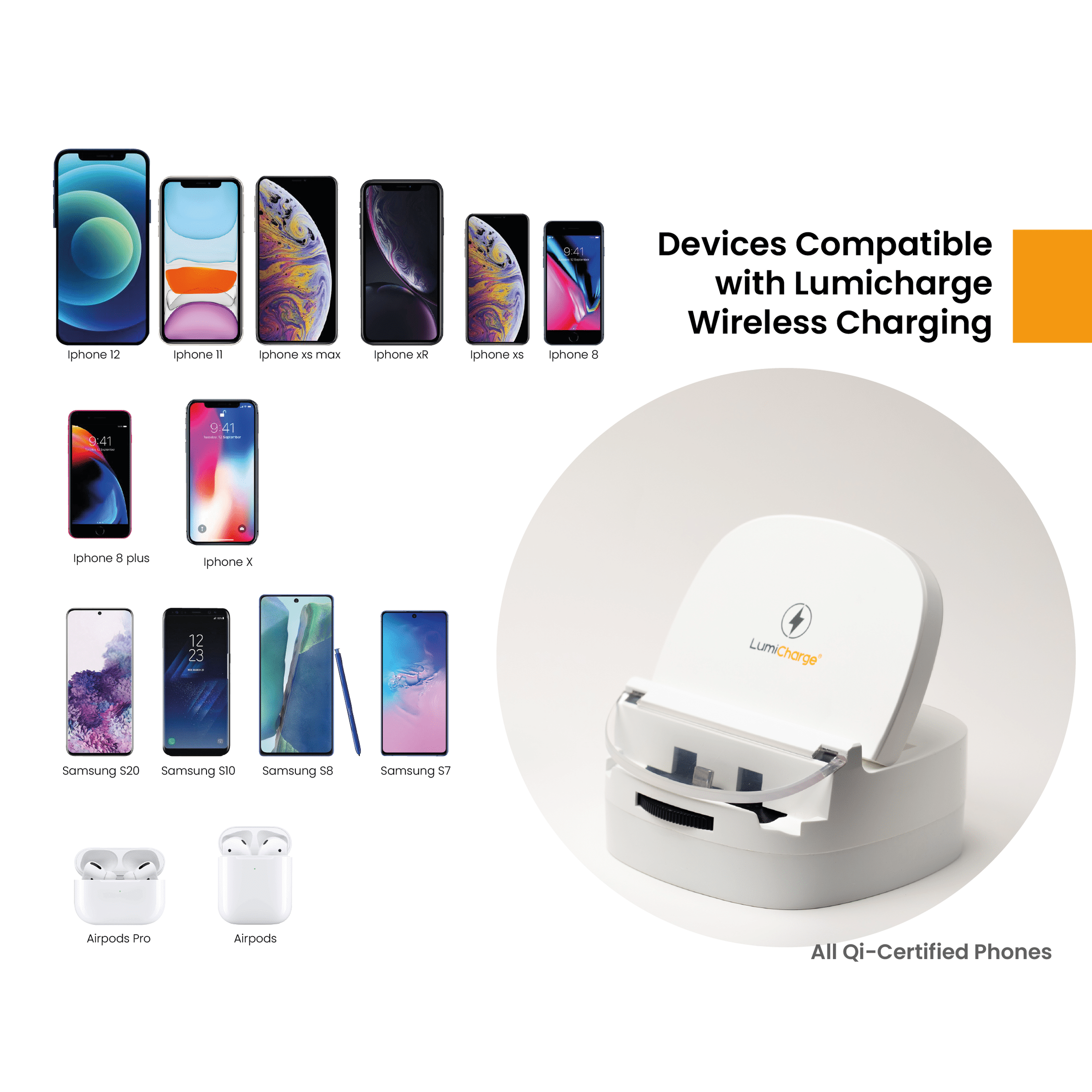 LumiCharge UD-Universal Phone Dock with Fast Wireless Charger Charging Station