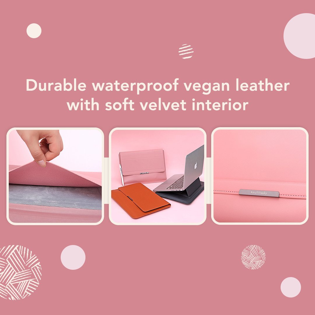 Transformable Vegan Leather Laptop Bag Set Laptop Stand by Multitasky Laptop Sleeves