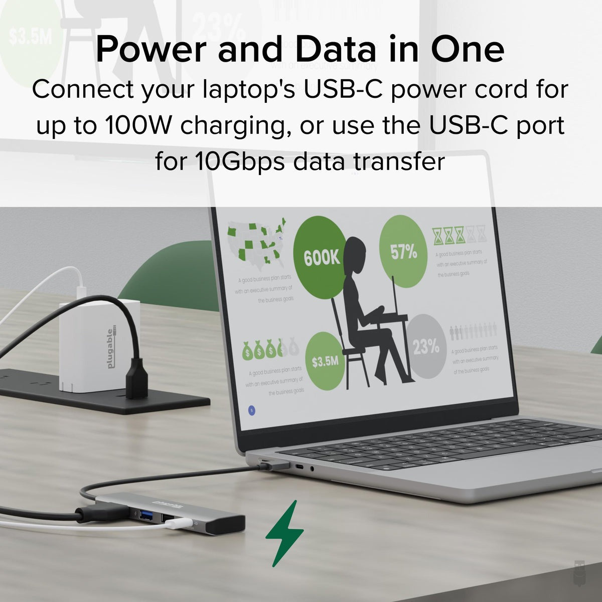 Plugable USBC-4IN1 laptop power passthrough setup