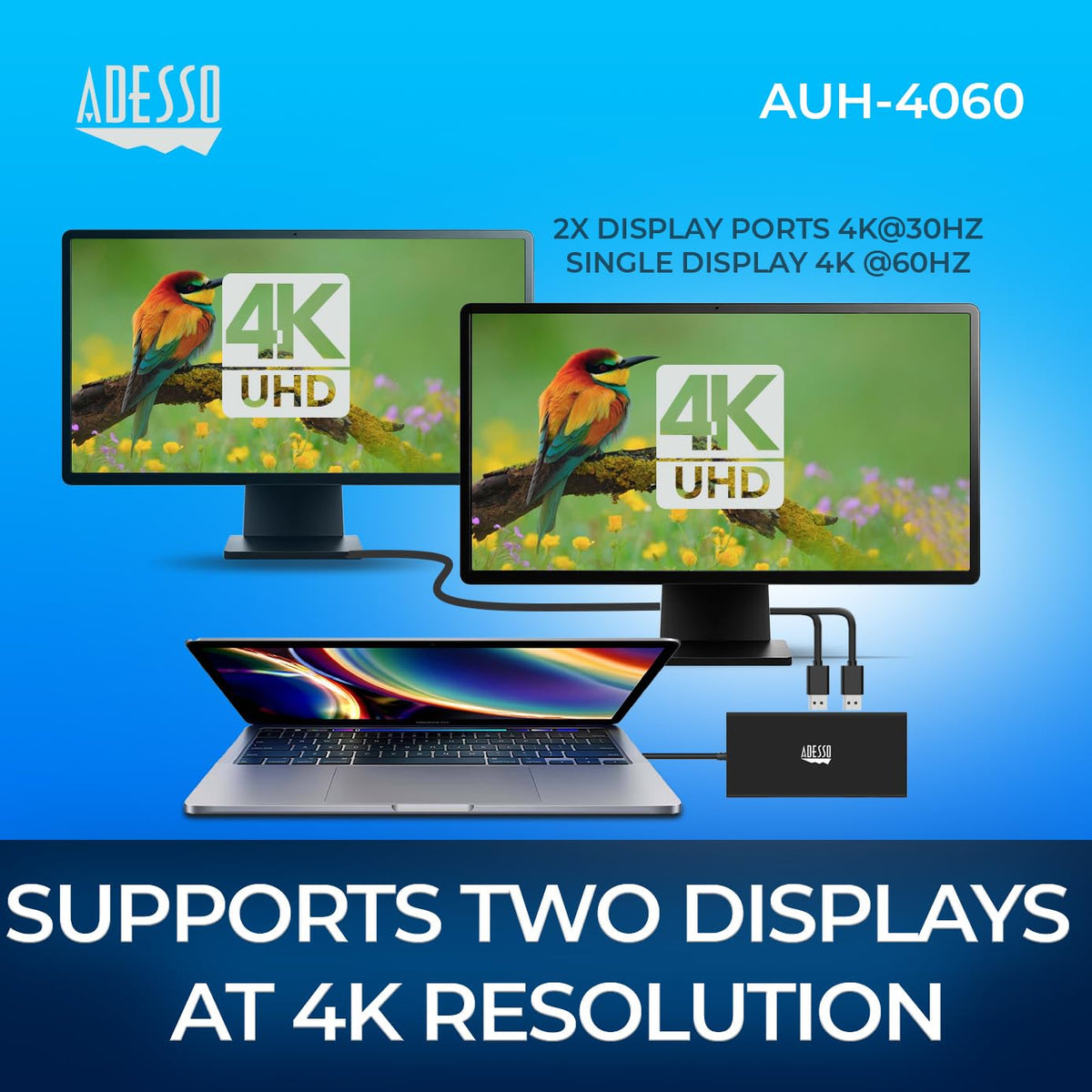 Adesso AUH-4060 multiple display connection illustration