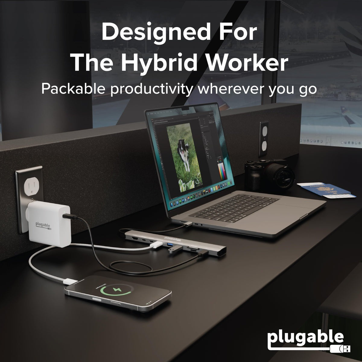 Plugable USBC-10IN1E portable workstation setup