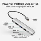 Plugable USBC-4IN1 HDMI and USB port diagram