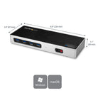 StarTech DK30A2DH dual-monitor dock angled front view with dimensions