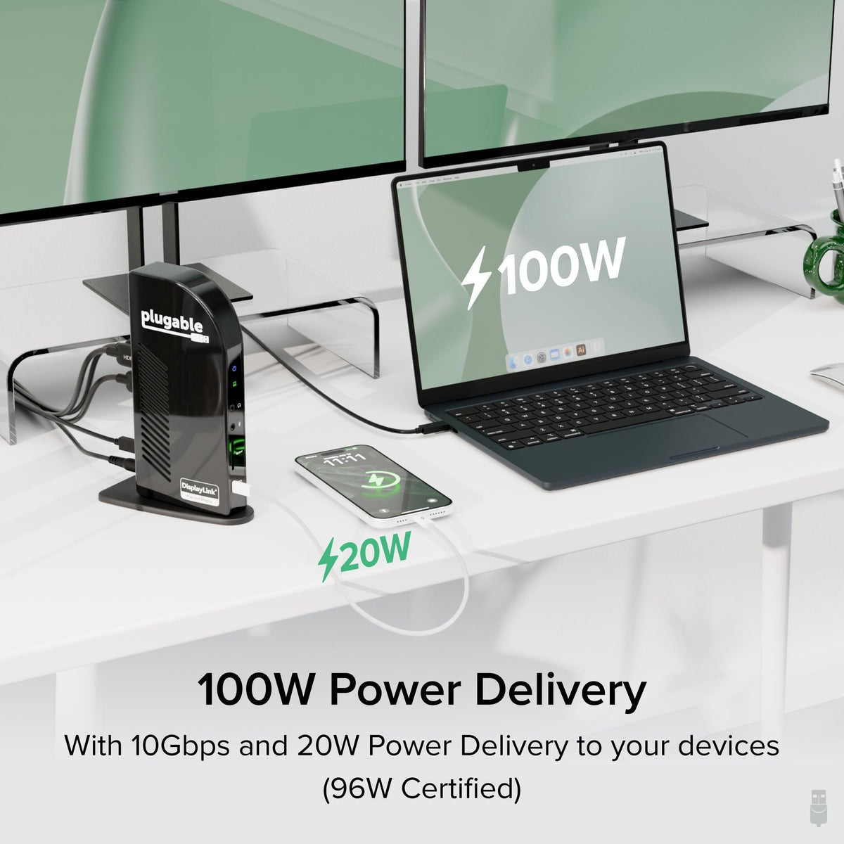 Plugable UD-3900C4 laptop and device charging
