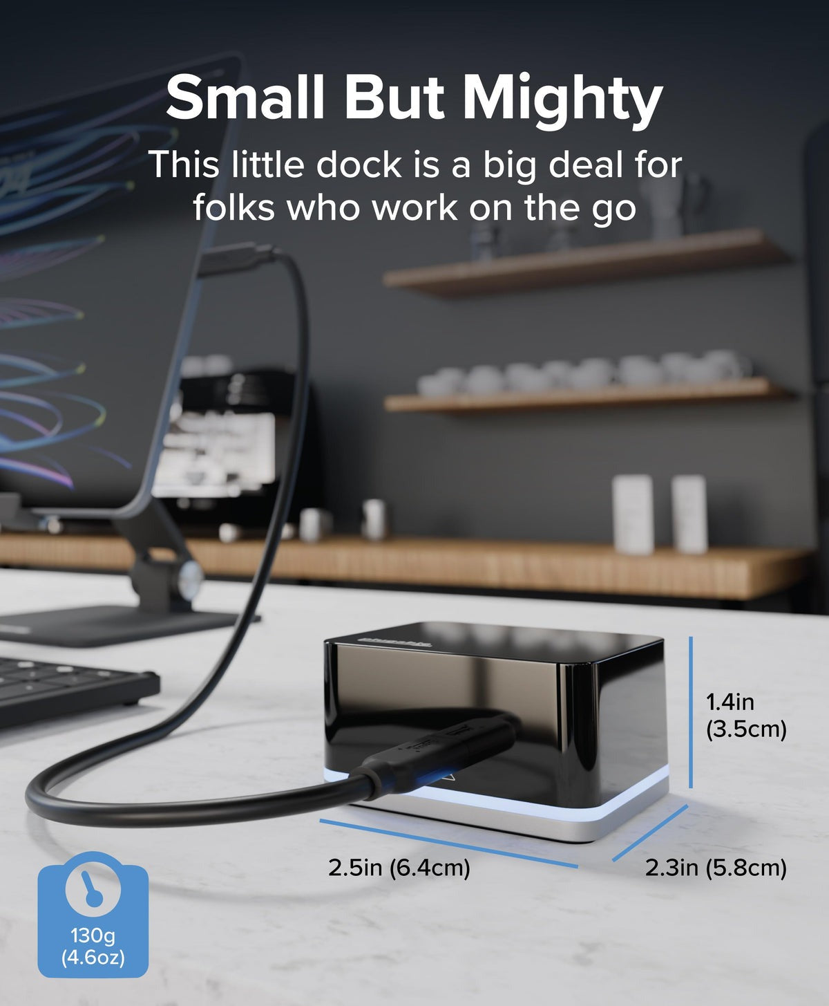 Plugable UD-CUBE compact size beside laptop