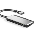 Rear port view of ALOGIC U2CSH-SGR dock with two HDMI outputs, Ethernet and USB-C power port