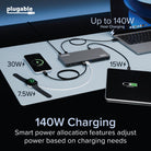 Plugable UD-7400PD charging a laptop and accessories
