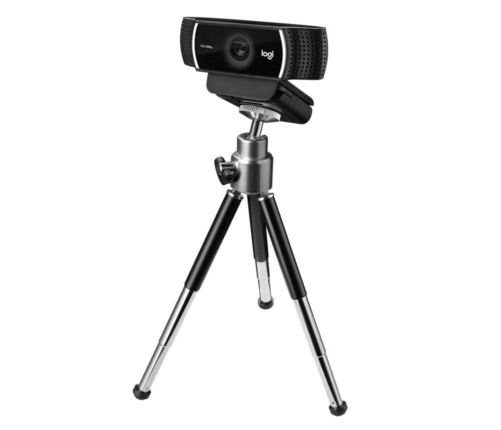 Logitech C922 Pro webcam shown on a tripod