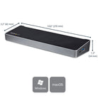 StarTech DK30CH2DPPD docking station angled top view with dimensions