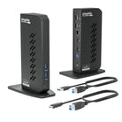 Plugable UD-3900Z docking station, front and rear with host cables