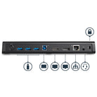 Rear ports of StarTech USB3DOCKHDPC dock with HDMI, DisplayPort, USB and Ethernet