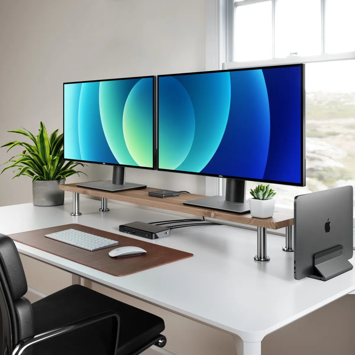 ALOGIC MX2 docking station in a dual monitor workstation