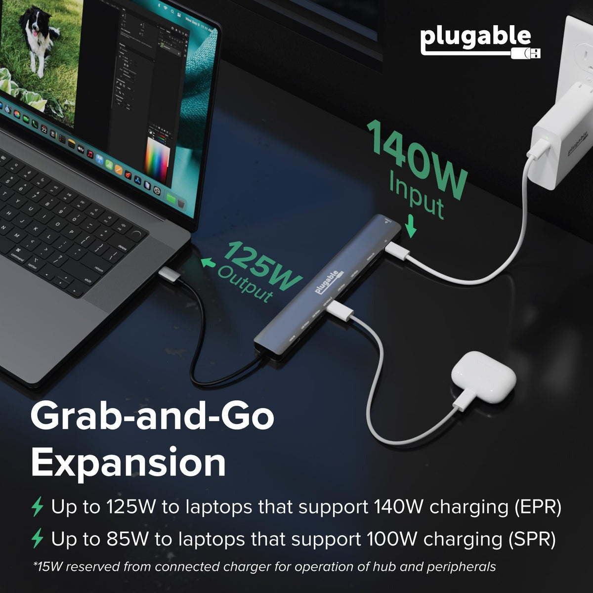 Plugable USBC-10IN1E power passthrough setup