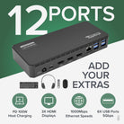 Plugable UD-3900PDZ 12-port dock feature diagram