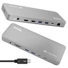 Plugable TBT-UDM Thunderbolt 4 dock, front and rear views