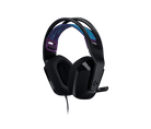 Logitech G335 black wired gaming headset, microphone side view