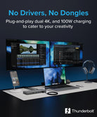 Plugable TBT-UDM dock in a dual-display Mac workstation