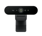 Logitech Brio 4K Graphite webcam front view on display clip