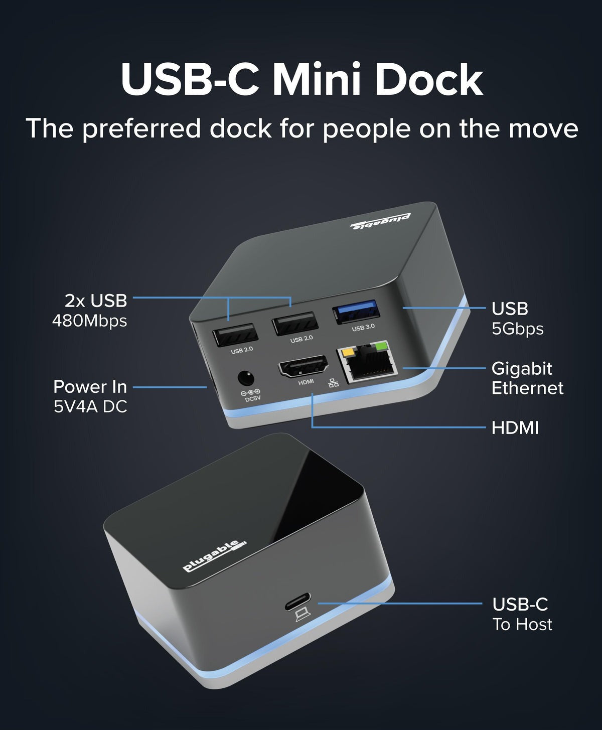 Plugable UD-CUBE mini dock port diagram