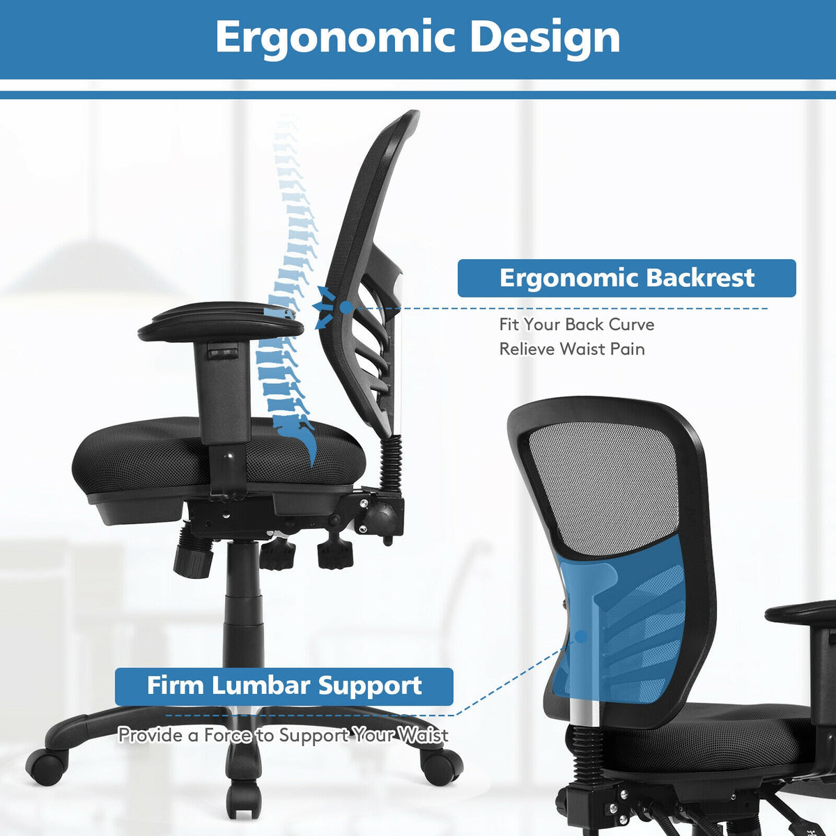 Costway mesh chair back support illustration