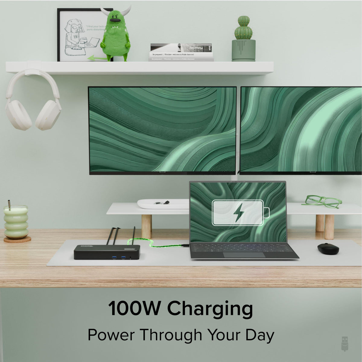 Plugable UD-6950PDZ dock with 100W laptop charging setup