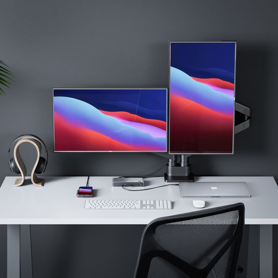 ALOGIC Turbo dock in a dual-monitor workstation