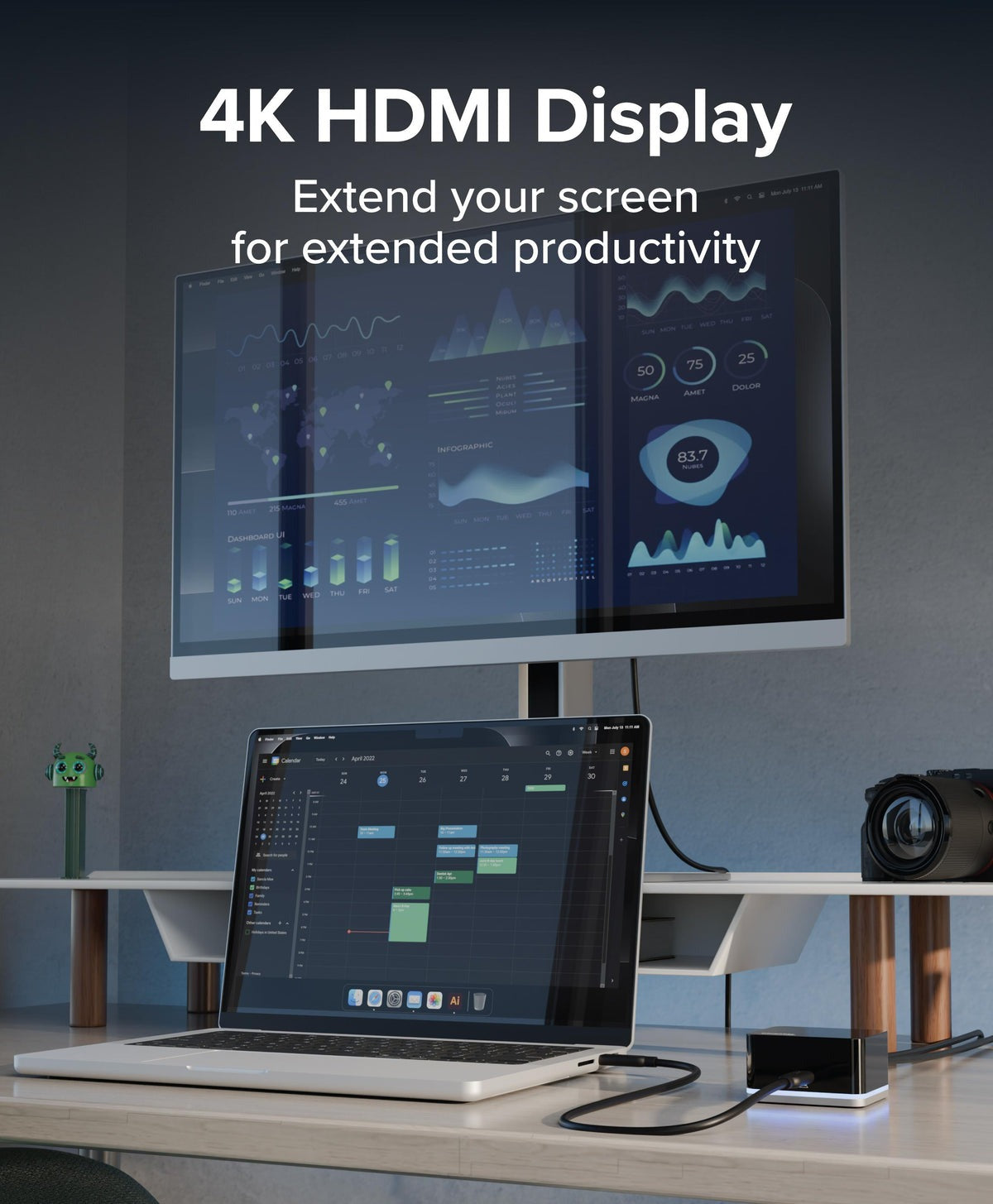 Plugable UD-CUBE connected to 4K HDMI monitor