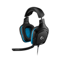 Logitech G432 wired gaming headset angled left with boom microphone
