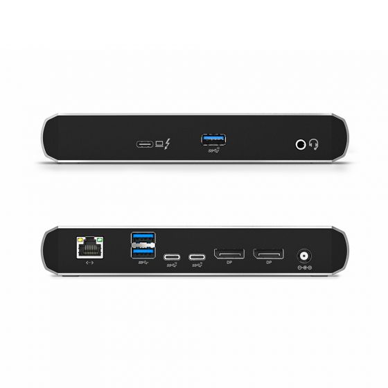 ALOGIC Turbo dock front and rear ports including two DisplayPort outputs