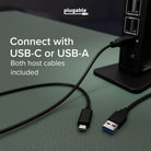 Plugable UD-6950Z dock connected with included USB-A or USB-C cable